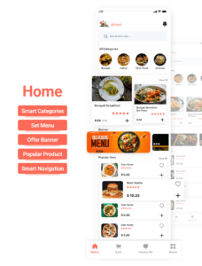 Home page for online food delivery app system 