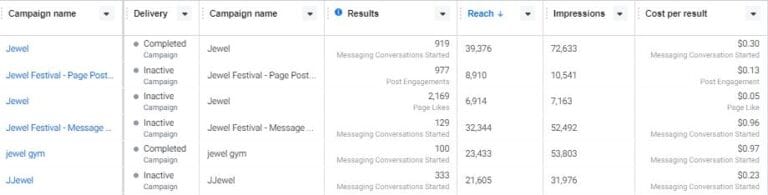 Screenshot for testing ads of Jewel Festival Marketing Campaign