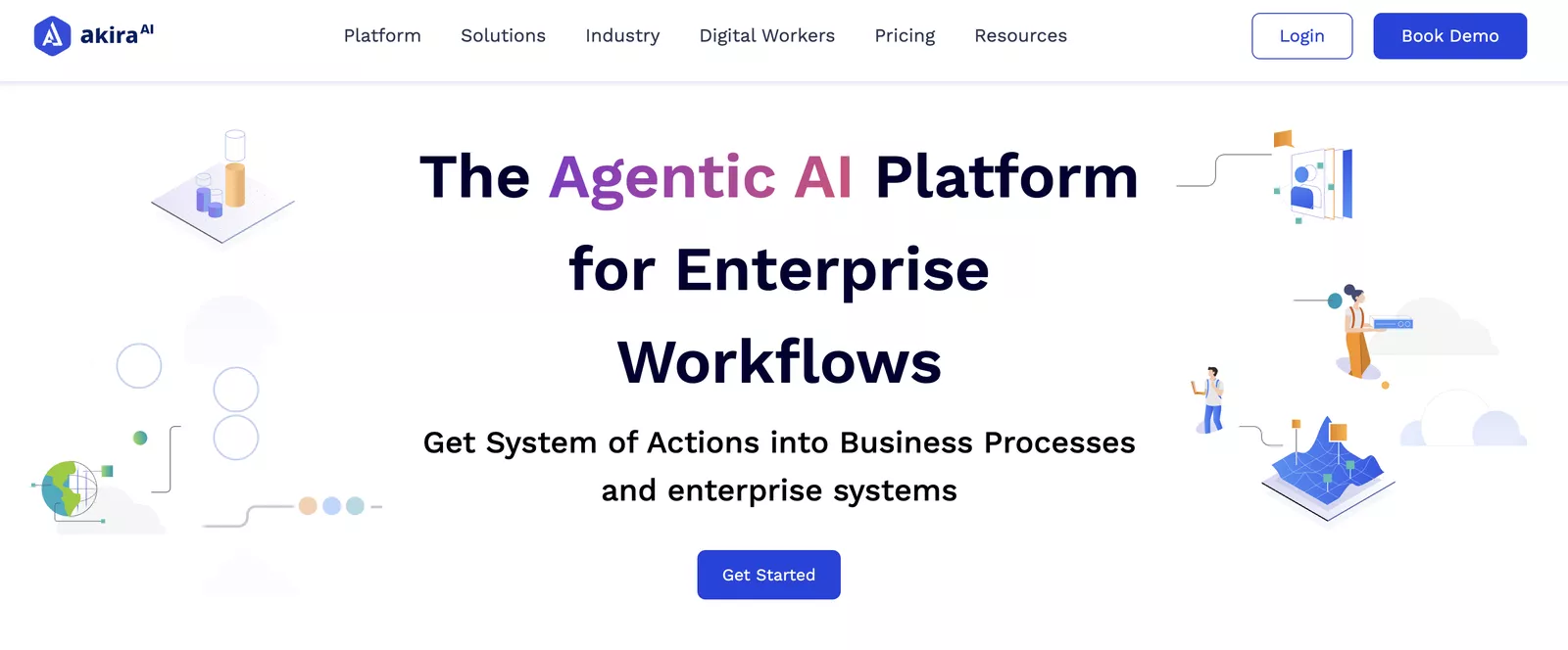 Akira AI homepage: an agent platform for company workflows