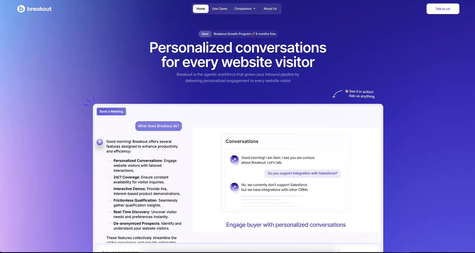 Breakout website: personalized conversations for every visitor