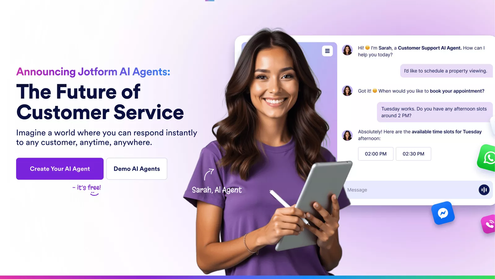 Jotform AI Agents page