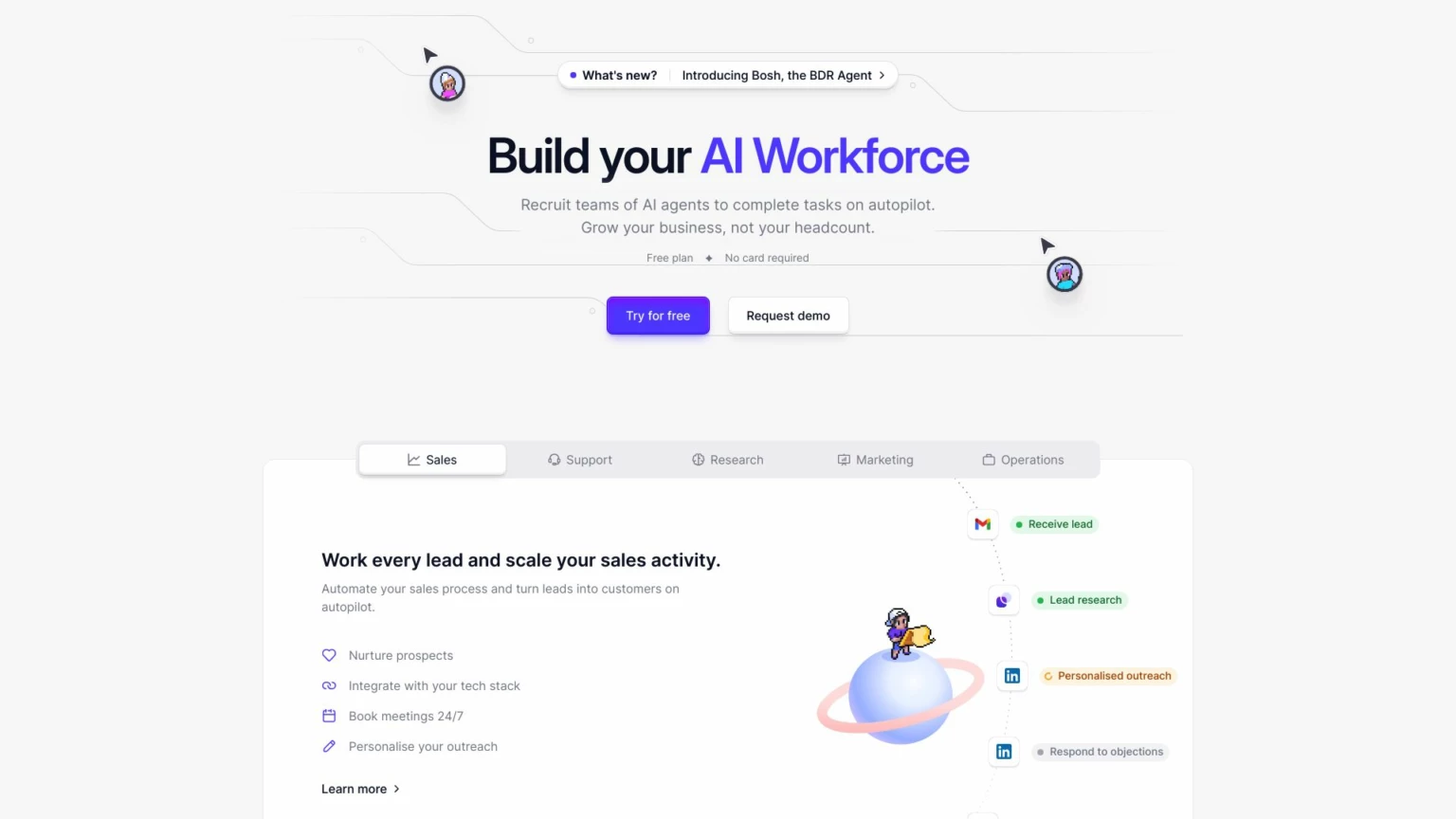 Relevance AI website: build your AI workforce