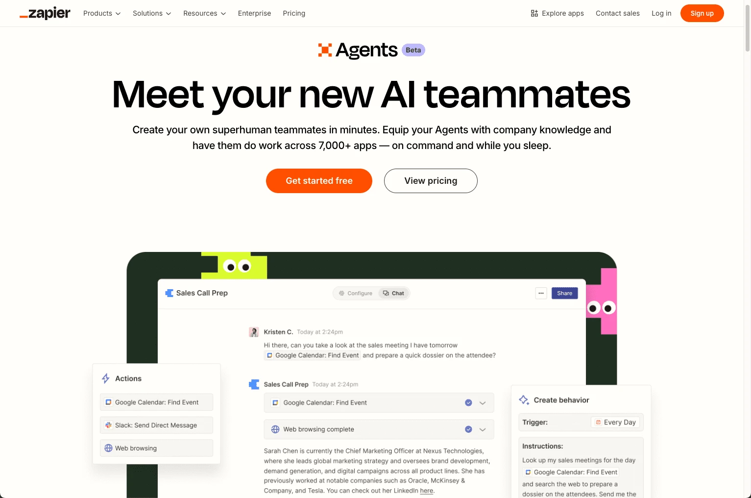 Zapier Agents landing page